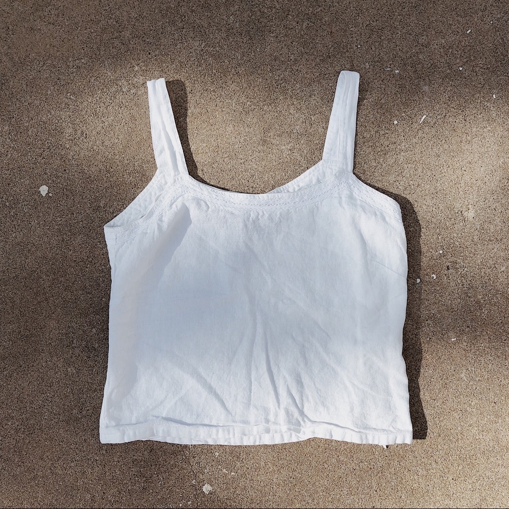 VTG Summer Linen Blend Crop Top - White